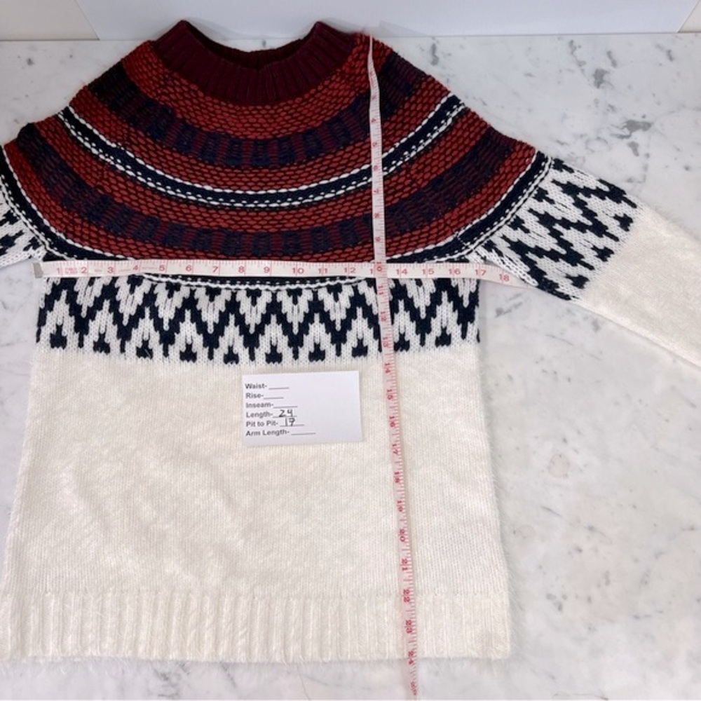 BB DAKOTA Sweater Play Flairisle Pattern Knit Raglan Long Sleeves Red Cr… - Picture 8 of 13